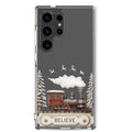 Believe Winter Train Clear Case for Samsung Galaxy S24 Ultra – Minimal Christmas Protective Cover