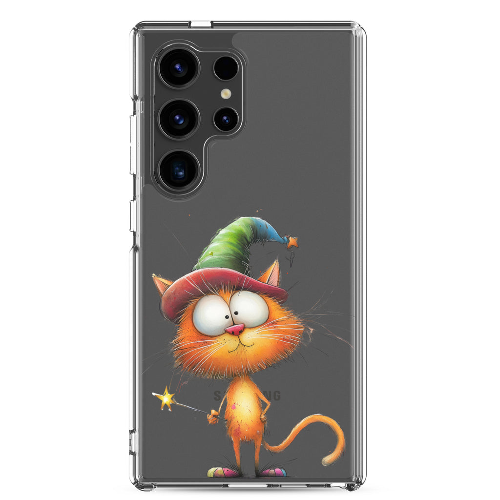 Wizard Cat Clear Case for Samsung Galaxy S24 Ultra – Cute Fantasy Protective Cover