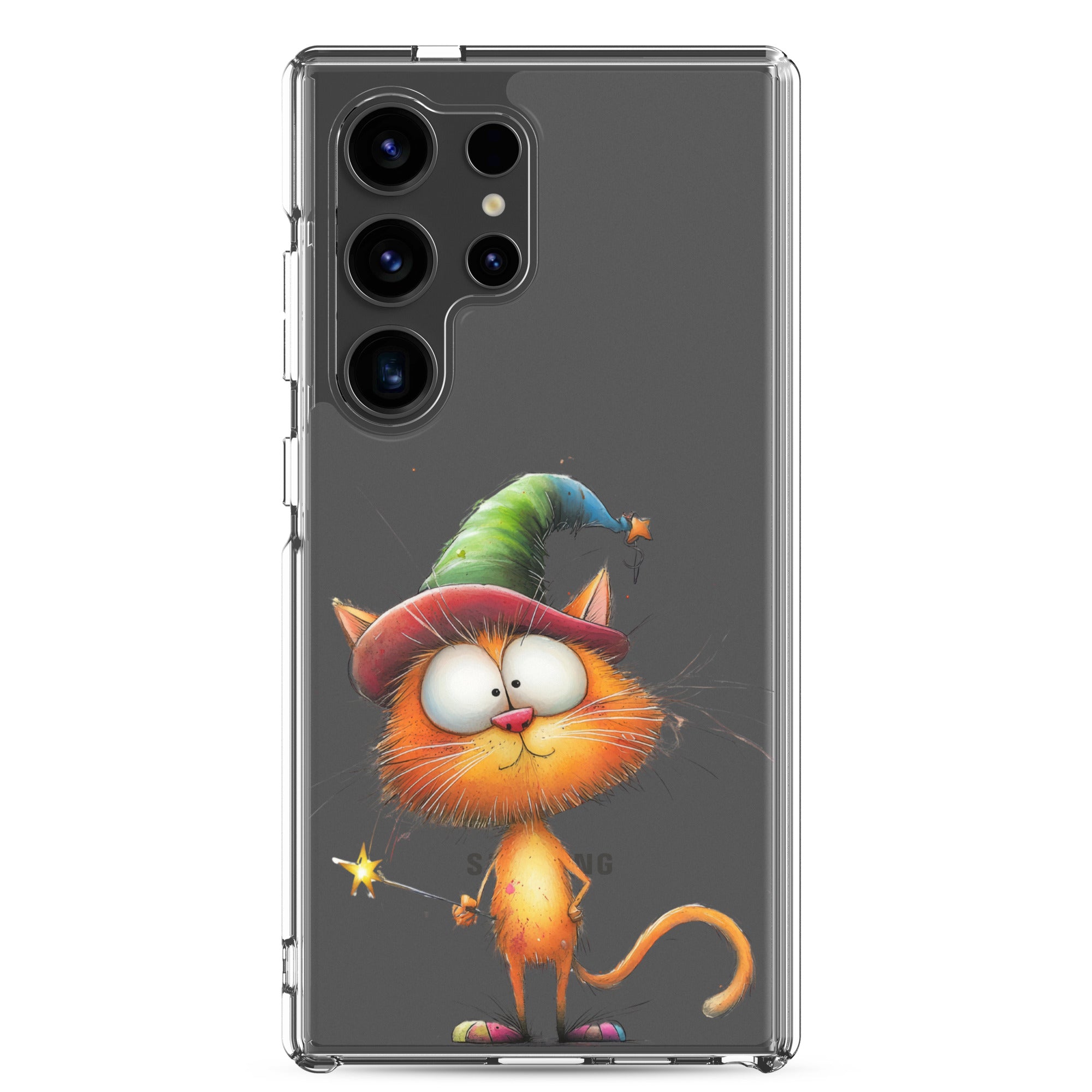 Wizard Cat Clear Case for Samsung Galaxy S24 Ultra – Cute Fantasy Protective Cover