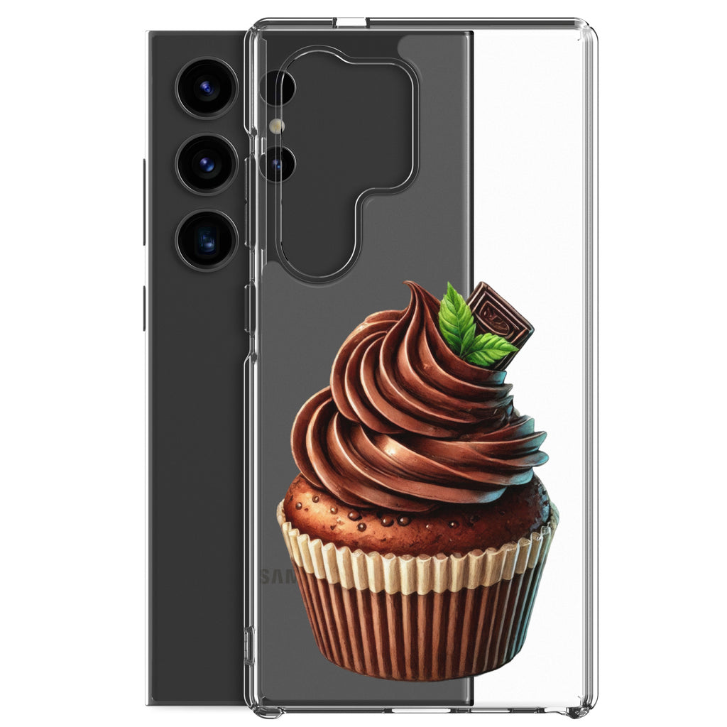 Chocolate Cupcake Clear Case for Samsung Galaxy S24 Ultra – Sweet Dessert Art Protective Cover