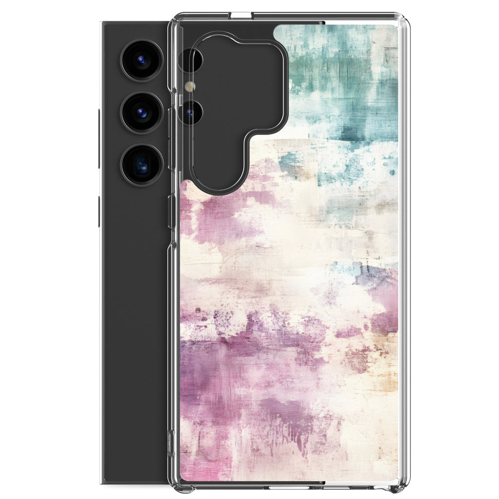 Soft Abstract Pastel Clear Case for Samsung Galaxy S24 Ultra – Modern Watercolor Protective Cover