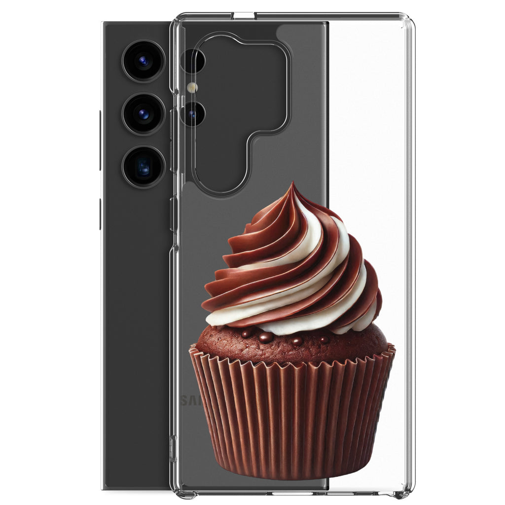 Chocolate Swirl Cupcake Clear Case for Samsung Galaxy S24 Ultra – Dessert-Inspired Protective Cover