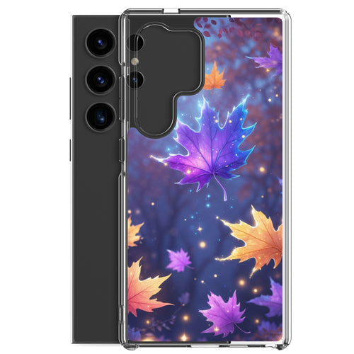 Autumn Leaves Glow Clear Case for Samsung Galaxy S24 Ultra – Magical Nature Protective Cover