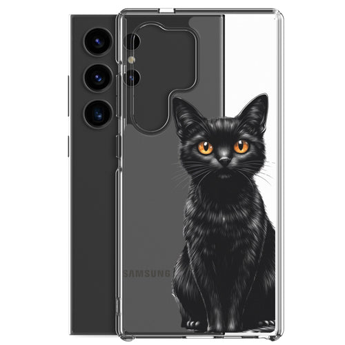 Black Cat Clear Case for Samsung Galaxy S24 Ultra – Elegant Minimal Protective Cover