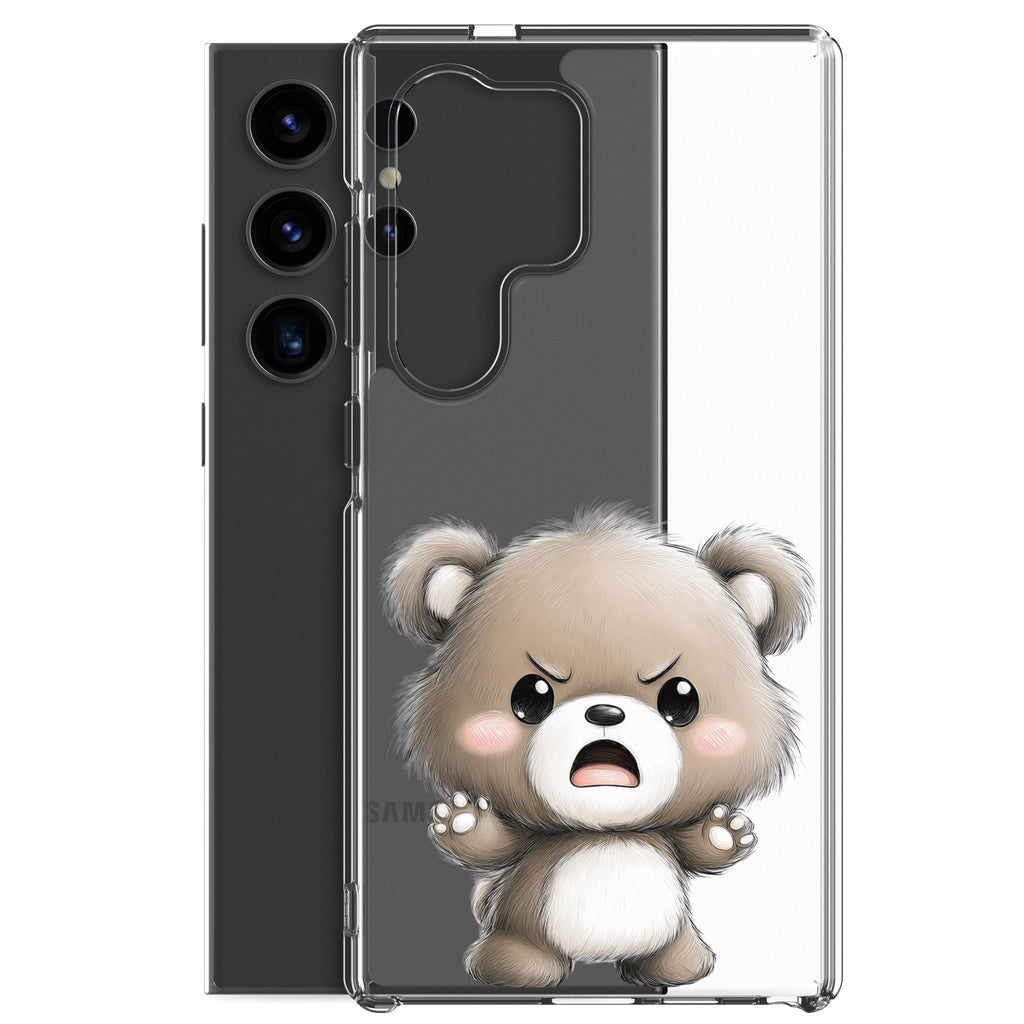 Cute Angry Bear Clear Case for Samsung Galaxy S24 Ultra – Playful Cartoon Protective Cover