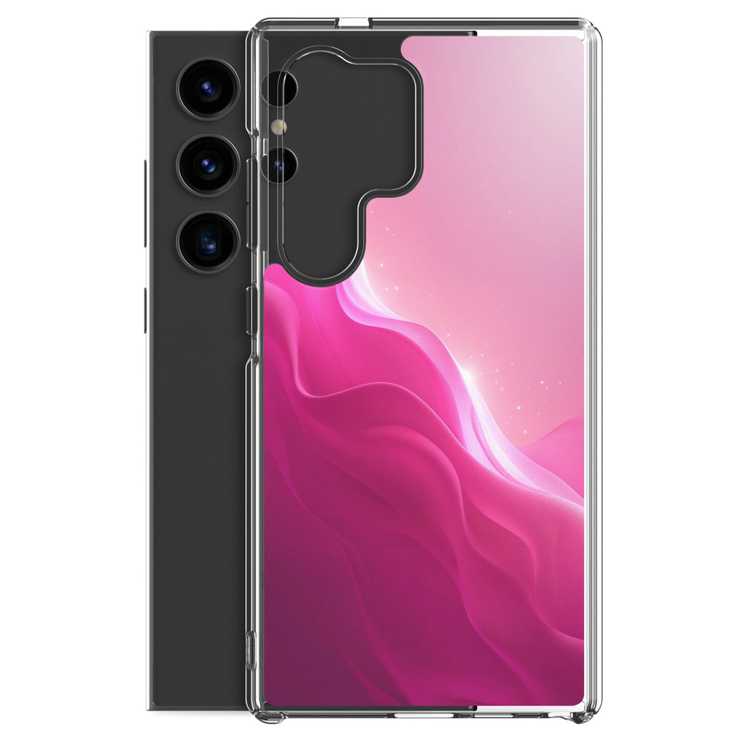 Pink Gradient Waves Dream Clear Case for Samsung Galaxy S24 Ultra – Minimal Abstract Protective Cover