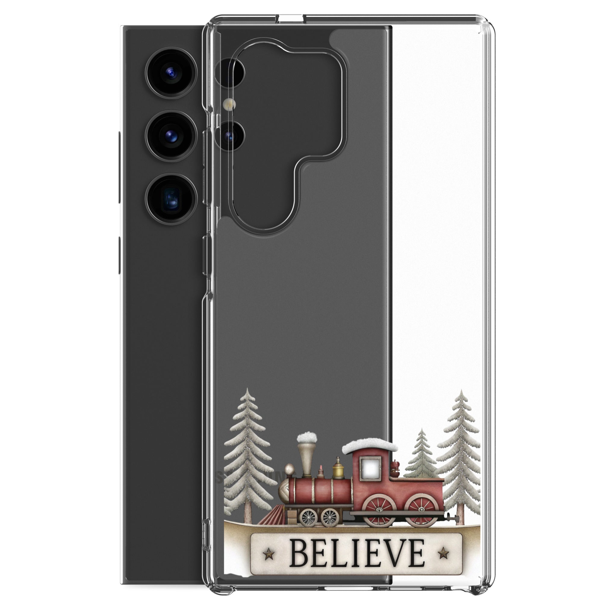 Believe Christmas Train Clear Case for Samsung Galaxy S24 Ultra – Festive Holiday Protective Cover
