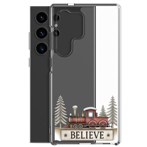 Believe Christmas Train Clear Case for Samsung Galaxy S24 Ultra – Festive Holiday Protective Cover