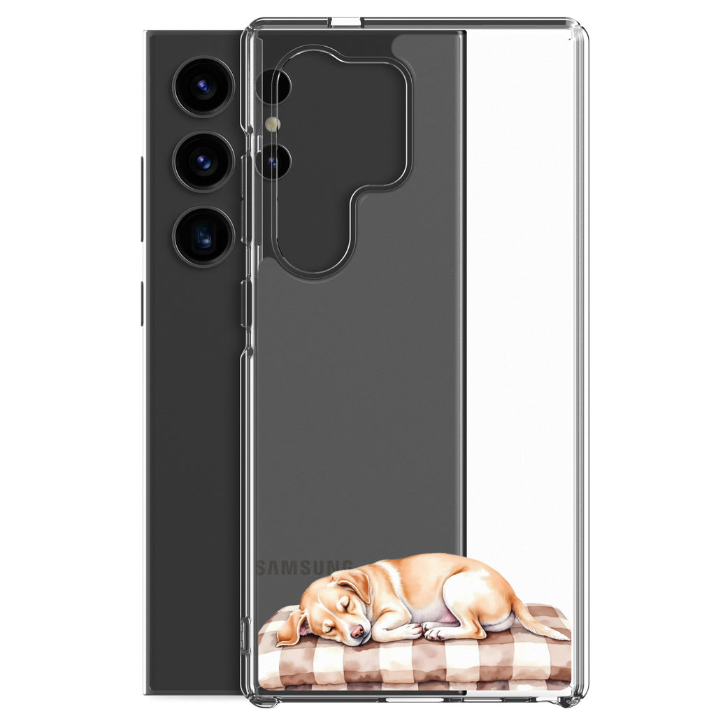 Sleeping Puppy Clear Case for Samsung Galaxy S24 Ultra – Cozy Minimal Pet Protective Cover