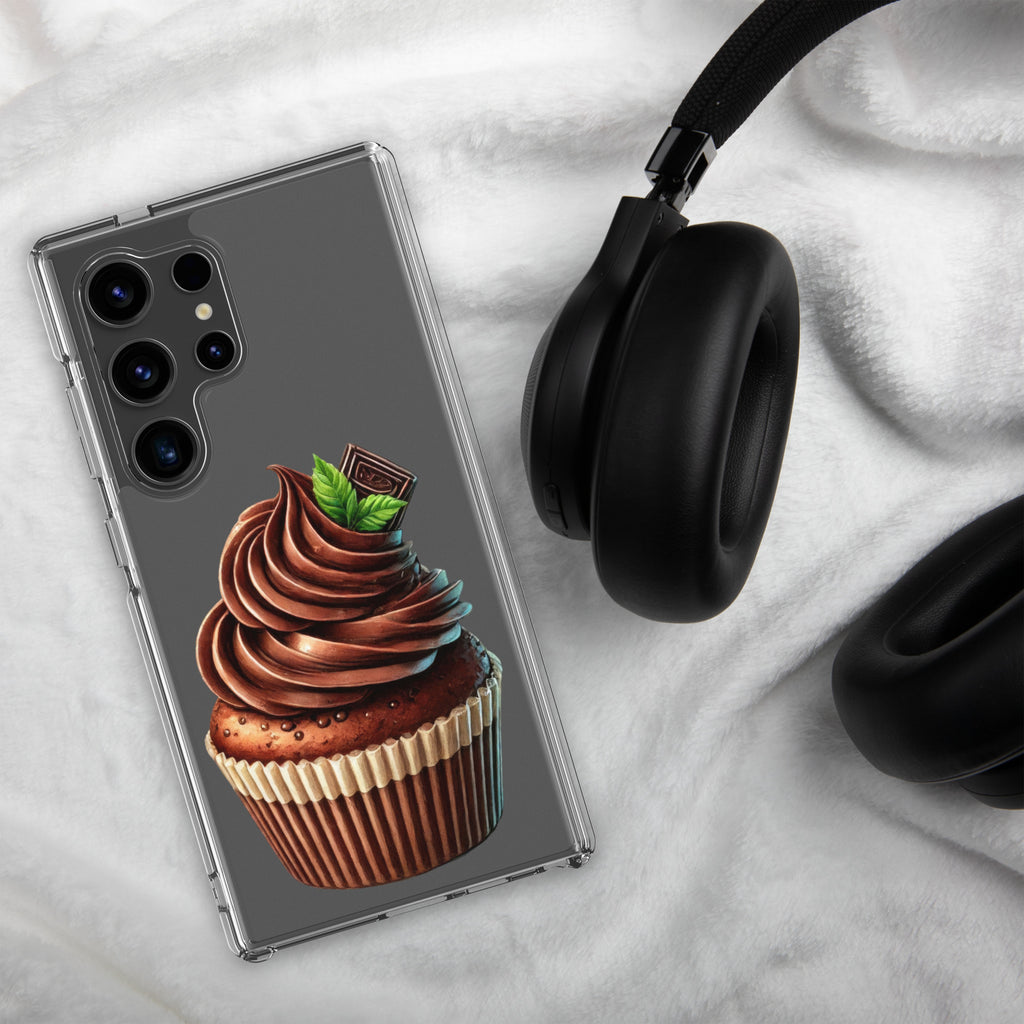 Chocolate Cupcake Clear Case for Samsung Galaxy S24 Ultra – Sweet Dessert Art Protective Cover