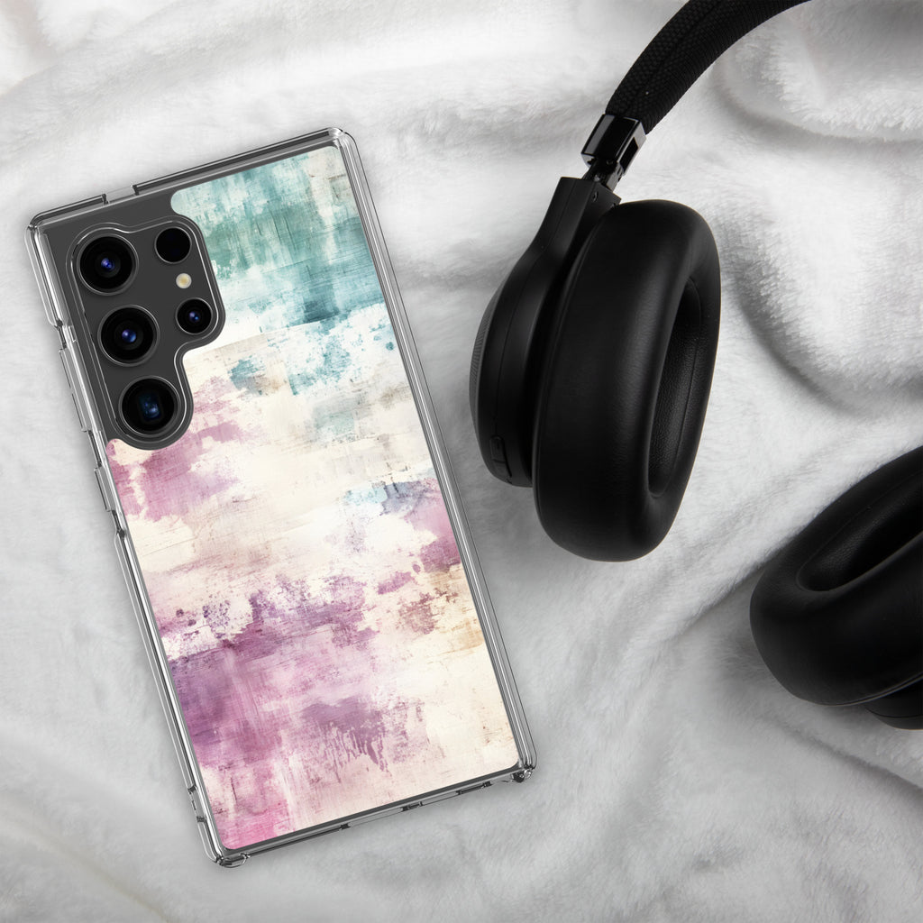 Soft Abstract Pastel Clear Case for Samsung Galaxy S24 Ultra – Modern Watercolor Protective Cover