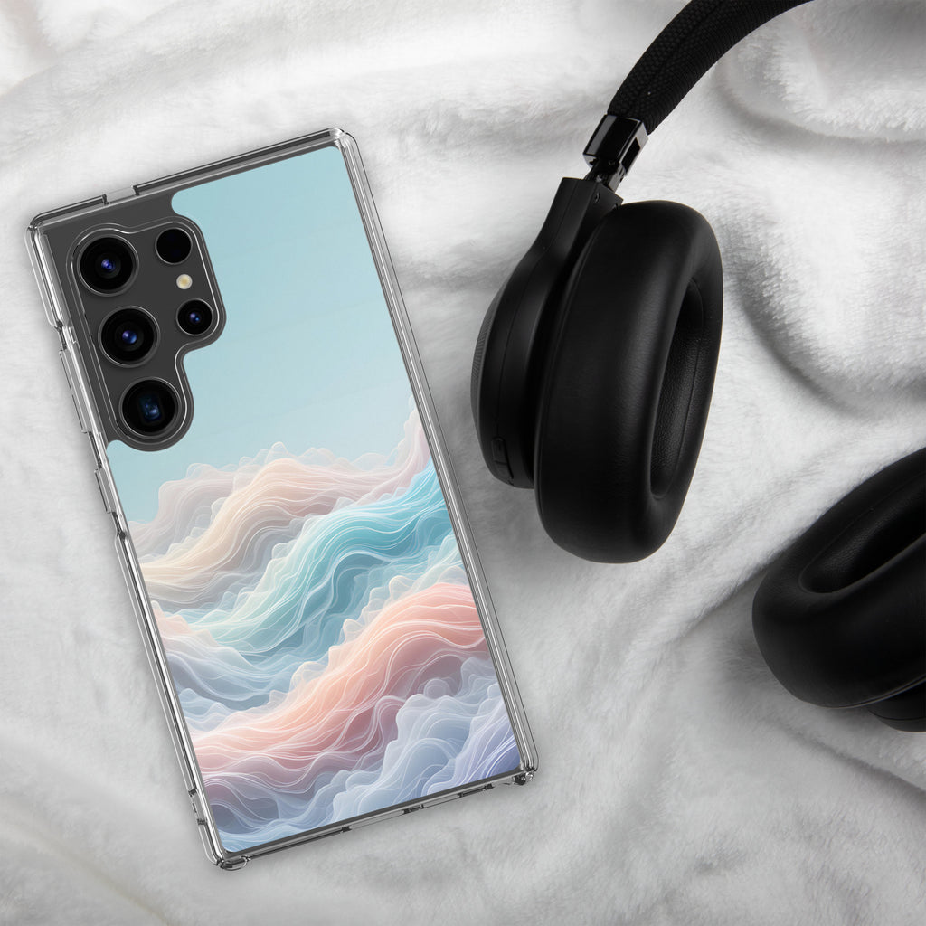 Abstract Pastel Waves Dream Clear Case for Samsung Galaxy S24 Ultra – Soft Minimalist Protective Cover