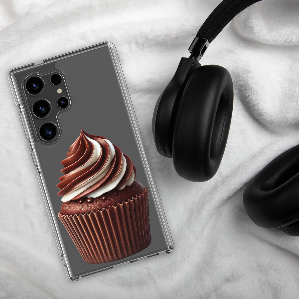 Chocolate Swirl Cupcake Clear Case for Samsung Galaxy S24 Ultra – Dessert-Inspired Protective Cover