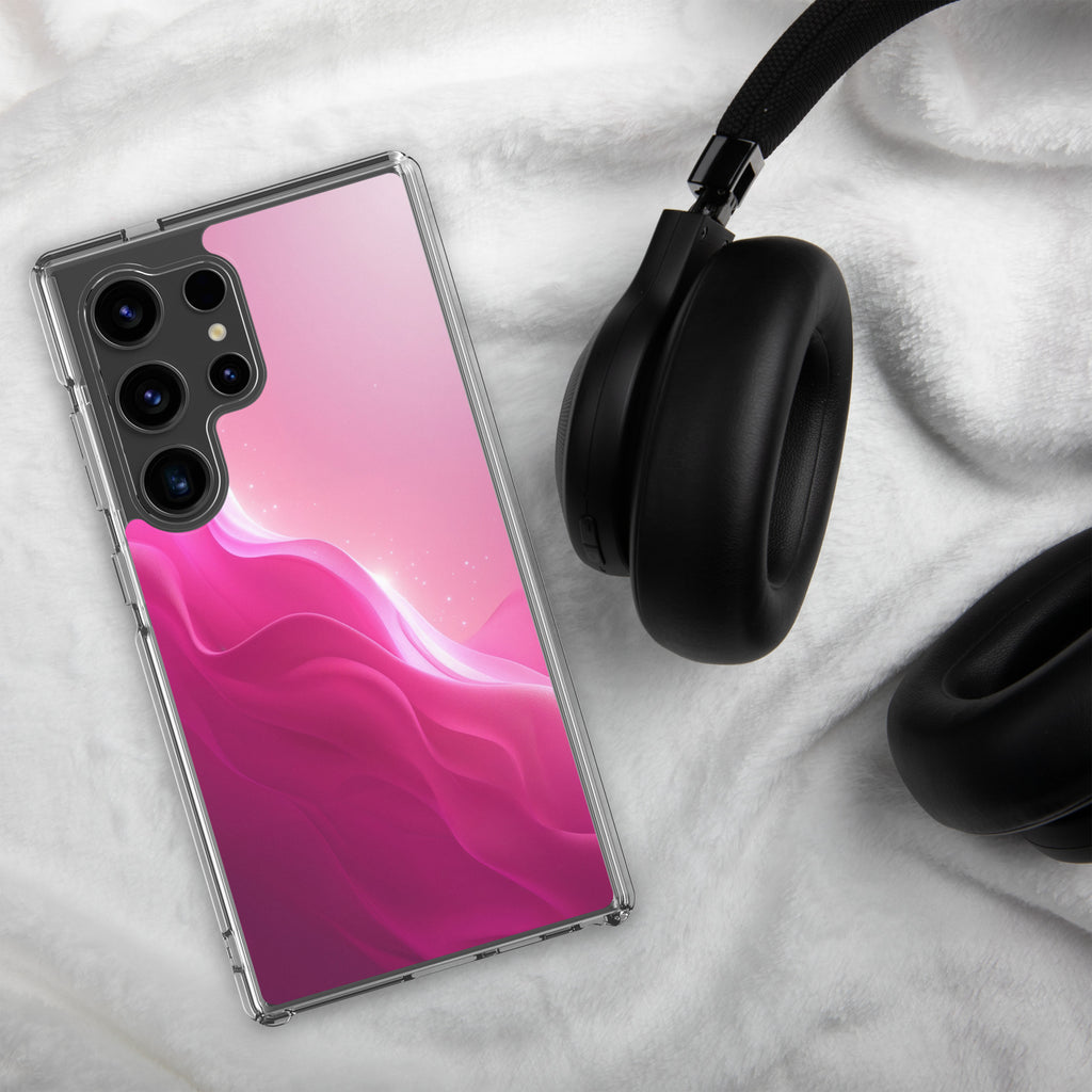 Pink Gradient Waves Dream Clear Case for Samsung Galaxy S24 Ultra – Minimal Abstract Protective Cover