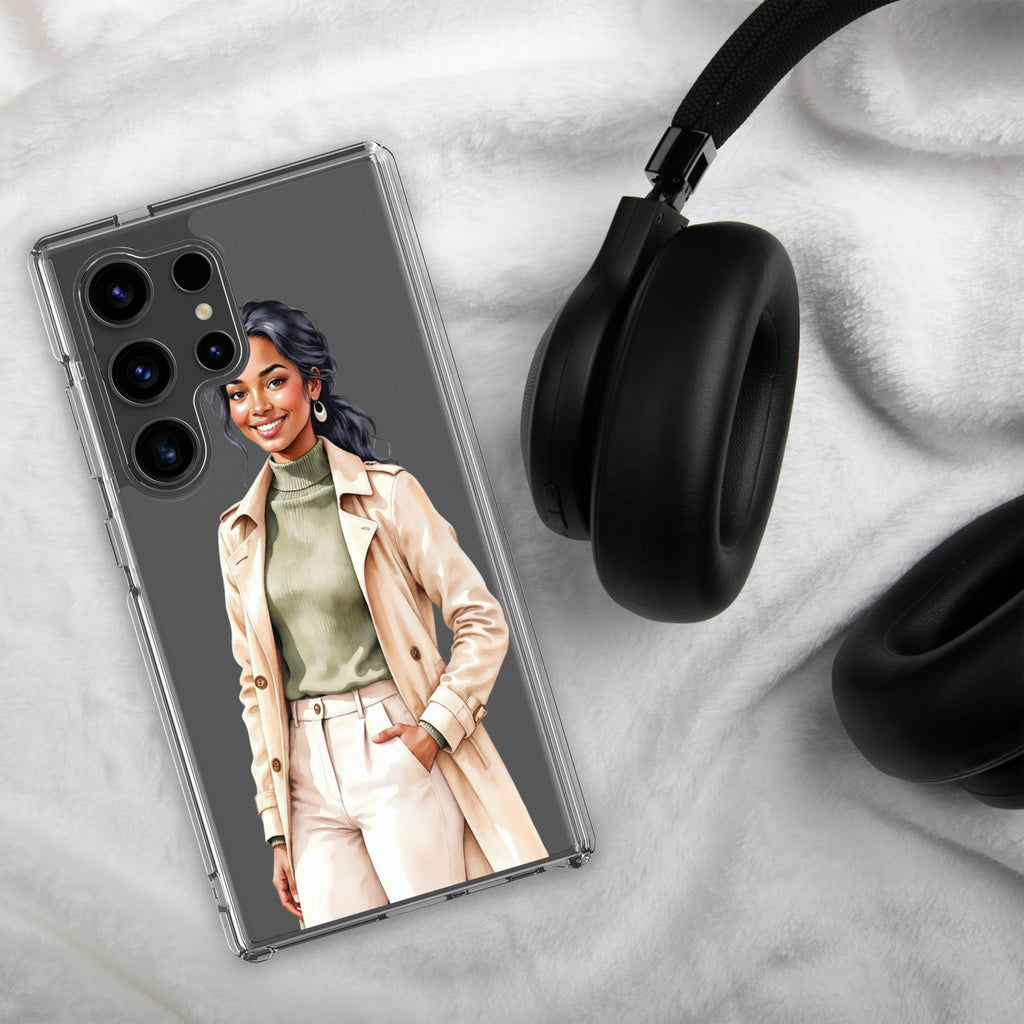 Elegant Fashion Woman Clear Case for Samsung Galaxy S24 Ultra – Modern Illustration Protective Cover