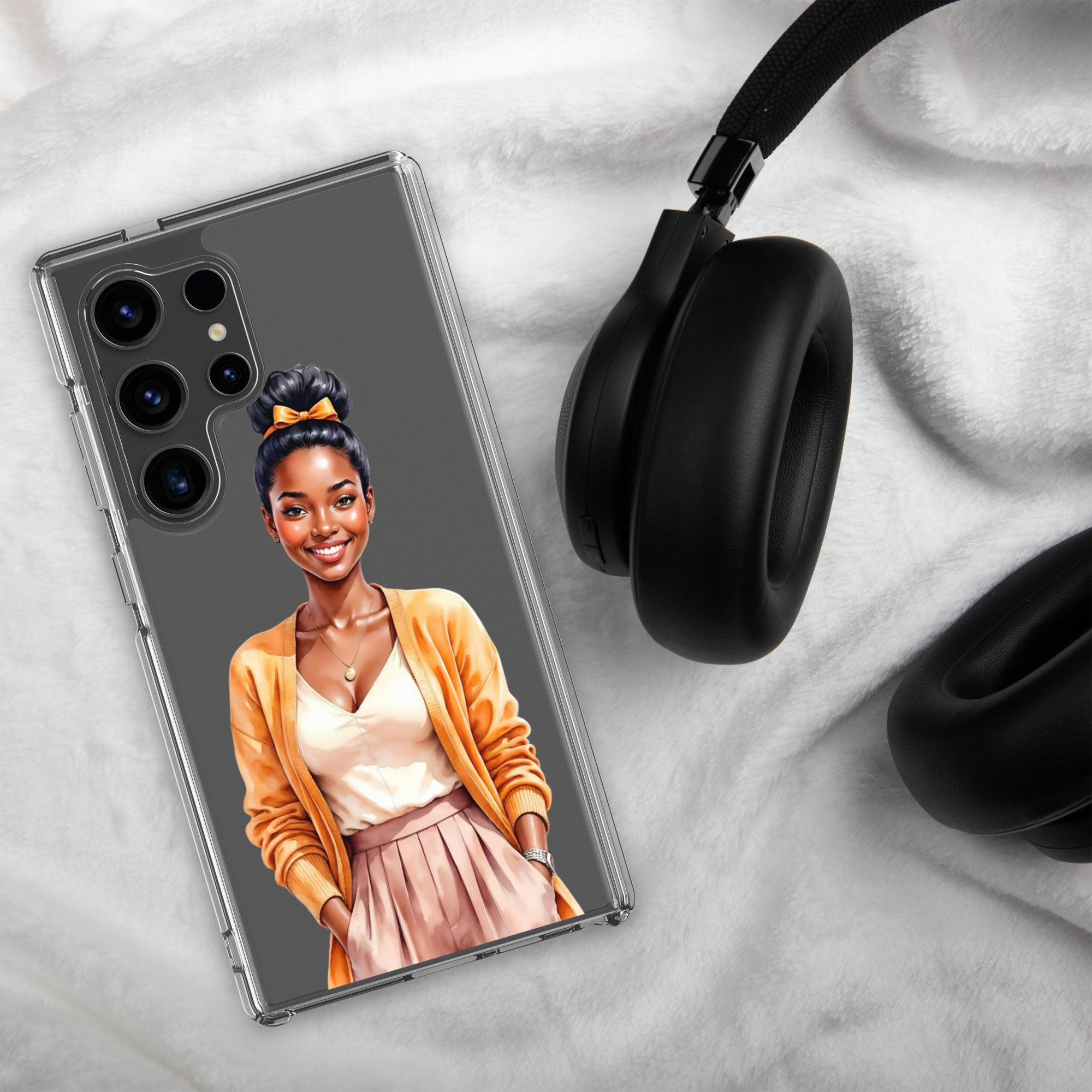 Elegant Portrait Clear Case for Samsung Galaxy S24 Ultra – Minimalist Fashion Protective Cover