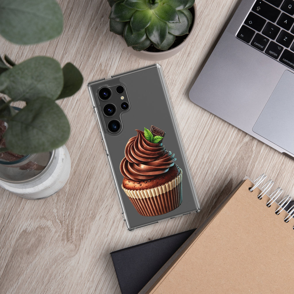 Chocolate Cupcake Clear Case for Samsung Galaxy S24 Ultra – Sweet Dessert Art Protective Cover