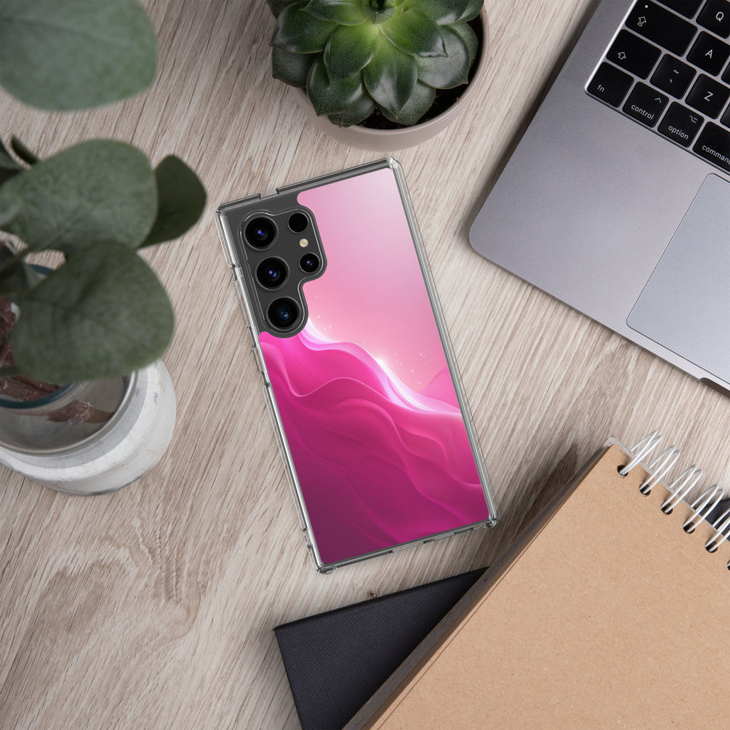 Pink Gradient Waves Dream Clear Case for Samsung Galaxy S24 Ultra – Minimal Abstract Protective Cover