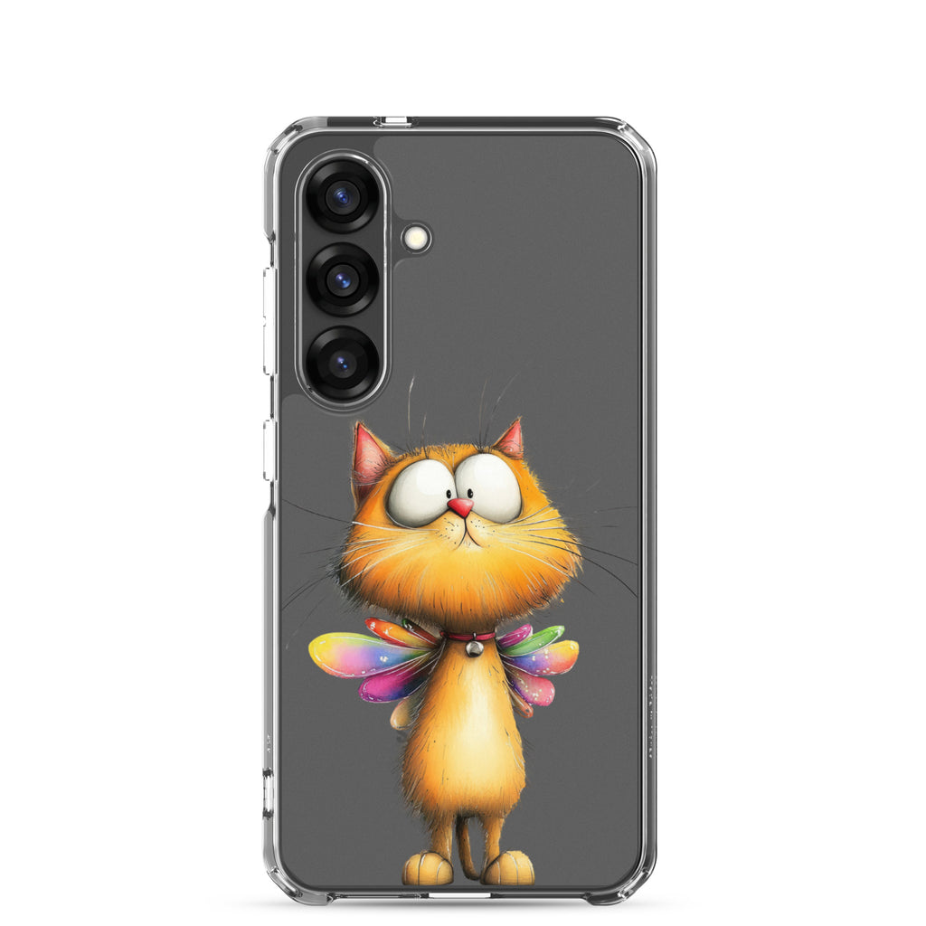 Whimsical Fairy Cat Clear Case for Samsung Galaxy S25 – Playful Fantasy Protective Cover