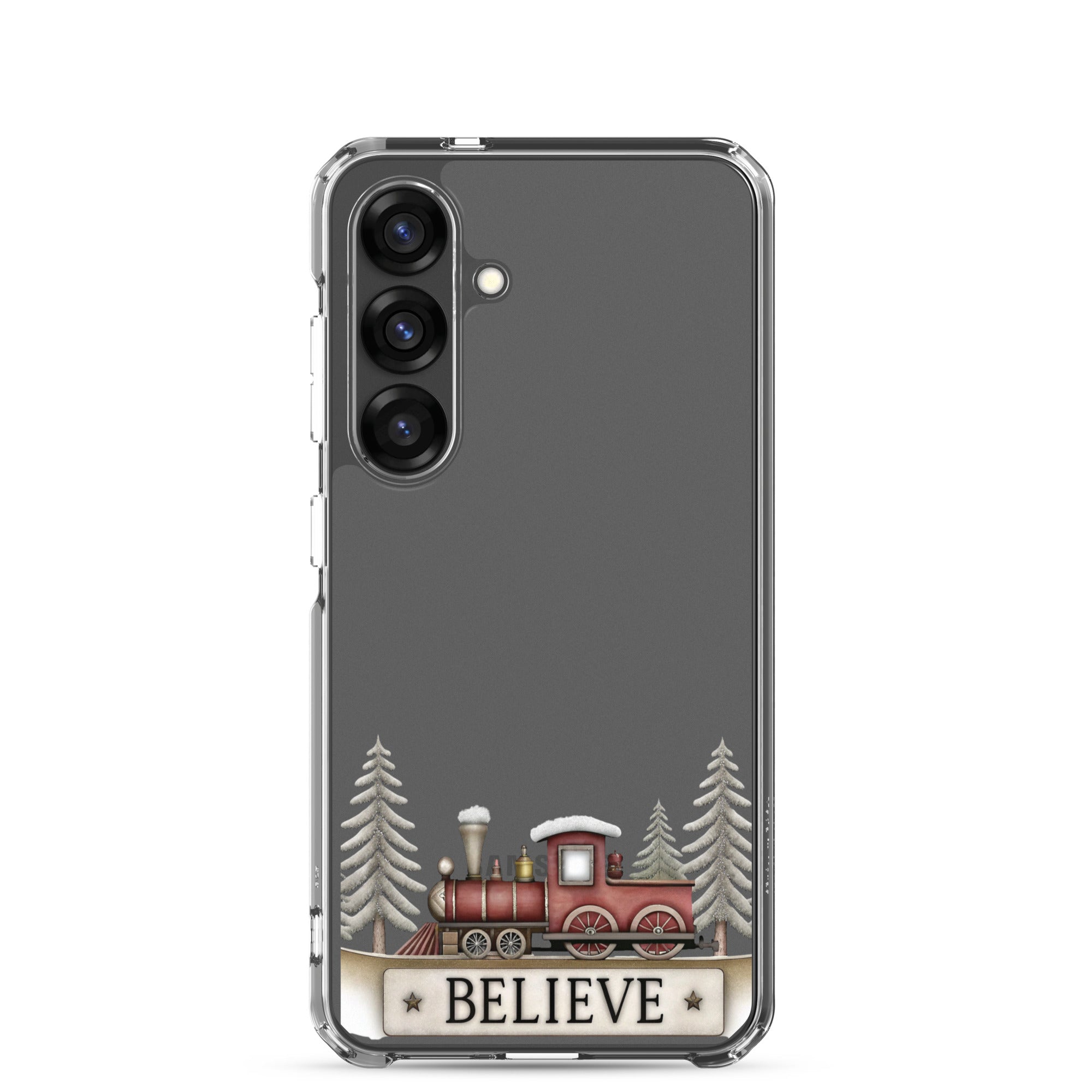 Believe Christmas Train Clear Case for Samsung Galaxy S25 – Festive Holiday Protective Cover