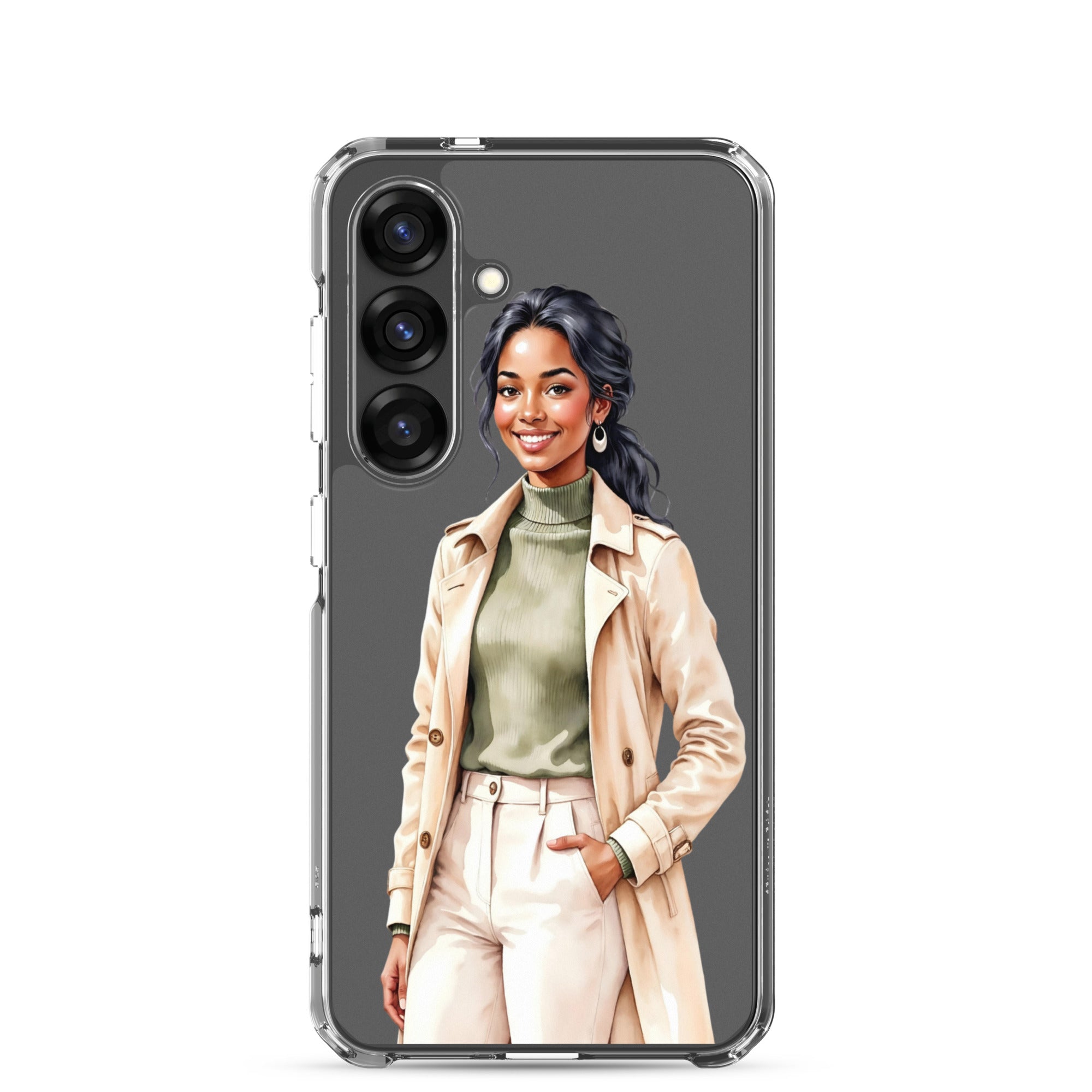 Elegant Fashion Woman Clear Case for Samsung Galaxy S25 – Modern Illustration Protective Cover