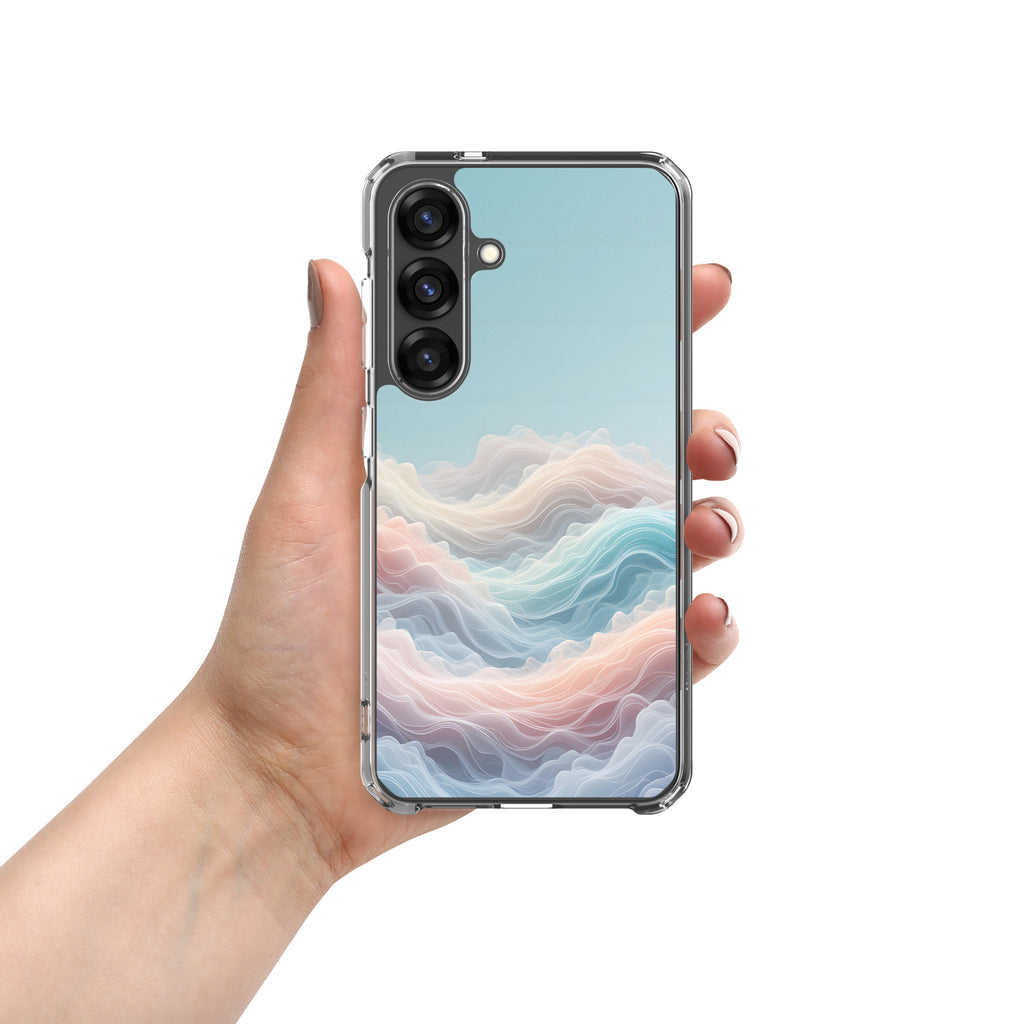 Abstract Pastel Waves Dream Clear Case for Samsung Galaxy S25 – Soft Minimalist Protective Cover