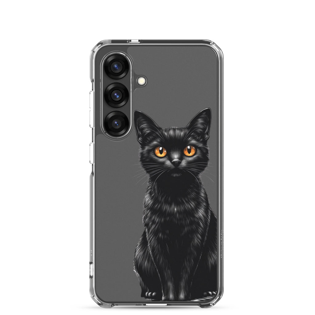 Black Cat Clear Case for Samsung Galaxy S25 – Elegant Minimal Protective Cover