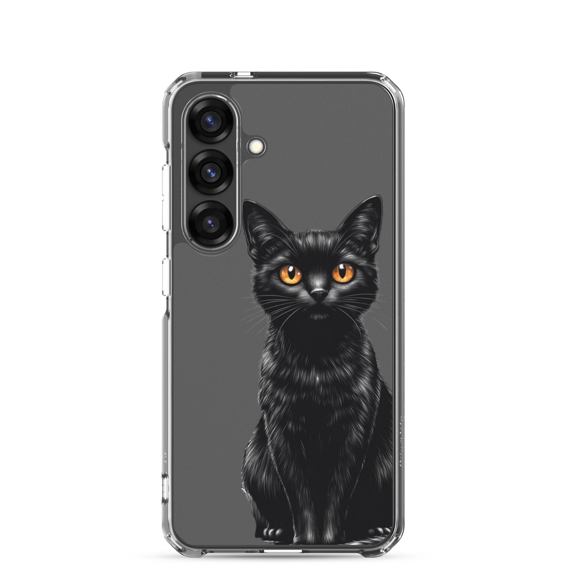 Black Cat Clear Case for Samsung Galaxy S25 – Elegant Minimal Protective Cover