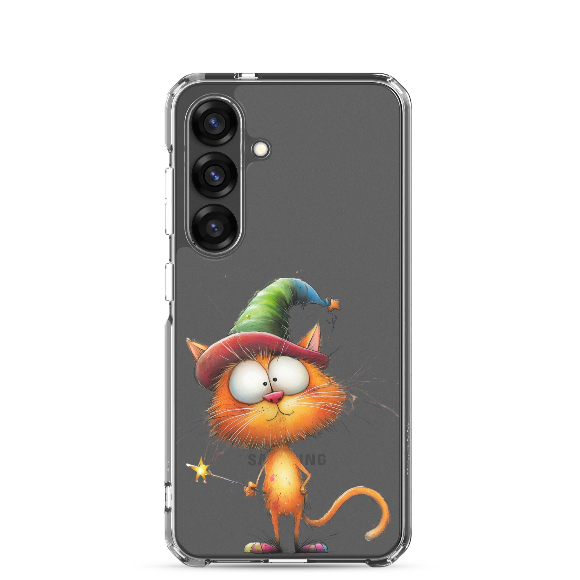 Wizard Cat Clear Case for Samsung Galaxy S25 – Cute Fantasy Protective Cover
