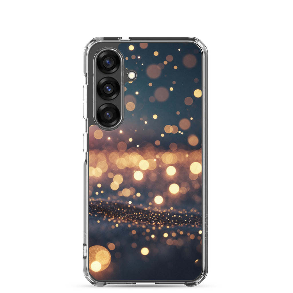 Golden Bokeh Lights Clear Case for Samsung Galaxy S25 – Elegant Glow Protective Cover
