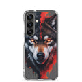 Fierce Wolf Portrait Clear Case for Samsung Galaxy S25 – Dark Animal Art Protective Cover