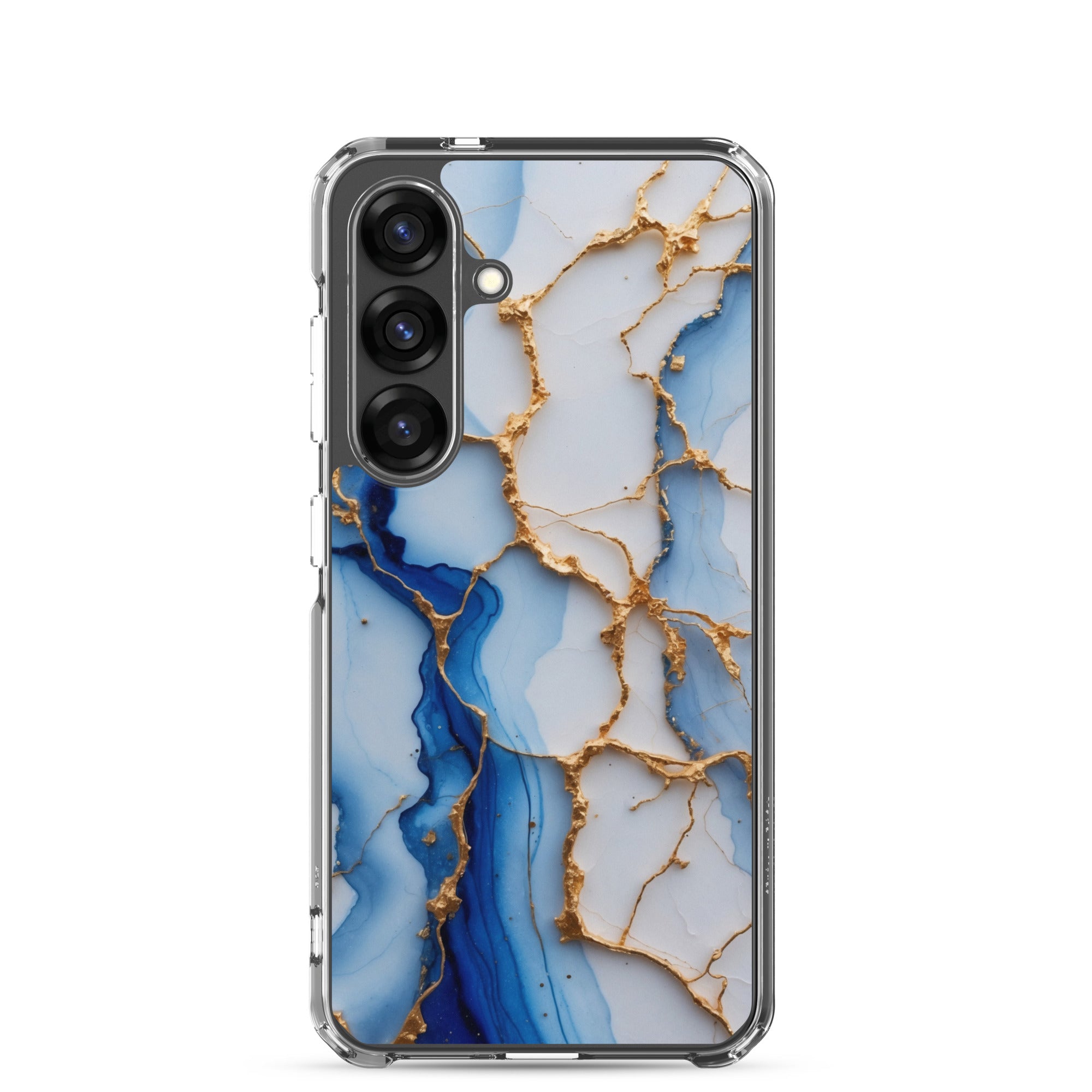 Blue Marble Gold Veins Clear Case for Samsung Galaxy S25 – Elegant Stone Protective Cover