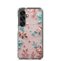Pastel Floral Leaves Clear Case for Samsung Galaxy S25 – Soft Elegant Protective Cover