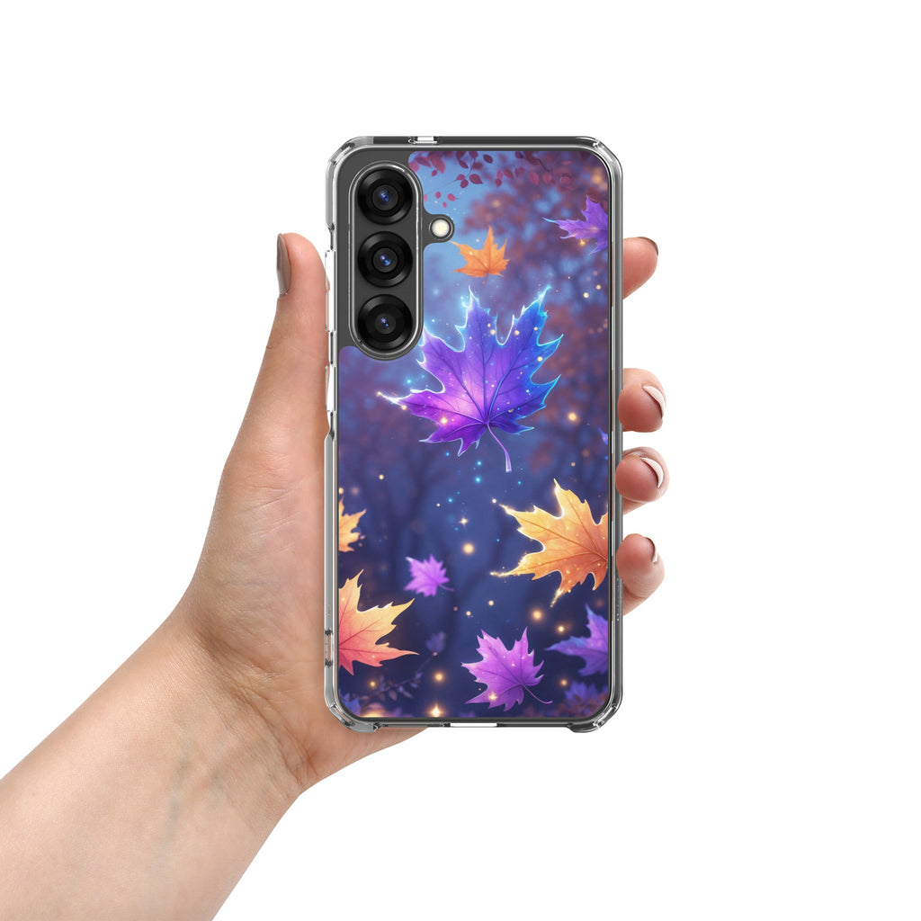 Autumn Leaves Glow Clear Case for Samsung Galaxy S25 – Magical Nature Protective Cover