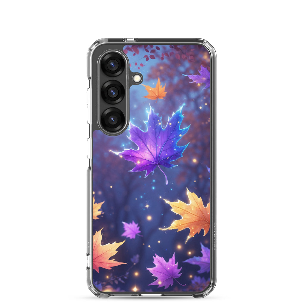 Autumn Leaves Glow Clear Case for Samsung Galaxy S25 – Magical Nature Protective Cover