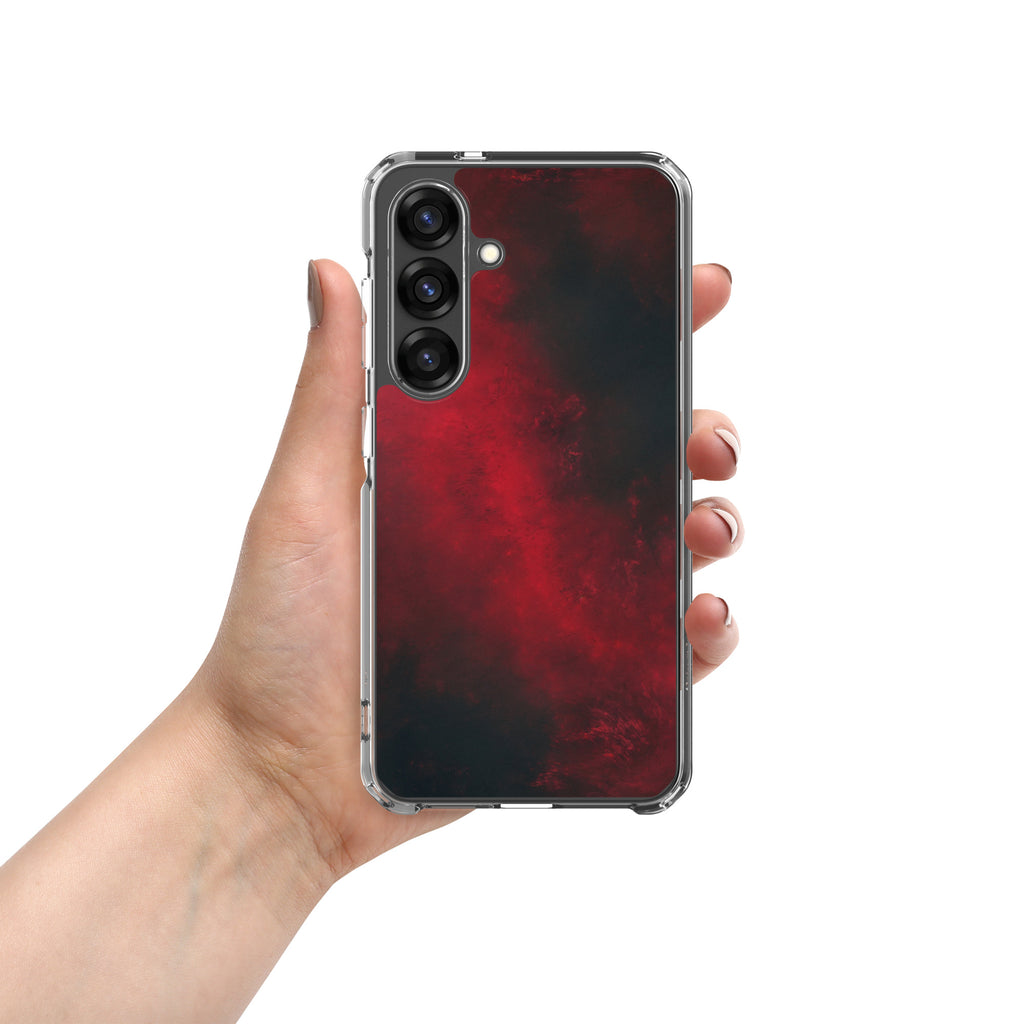 Dark Red Abstract Clear Case for Samsung Galaxy S25 – Minimalist Textured Protective Cover