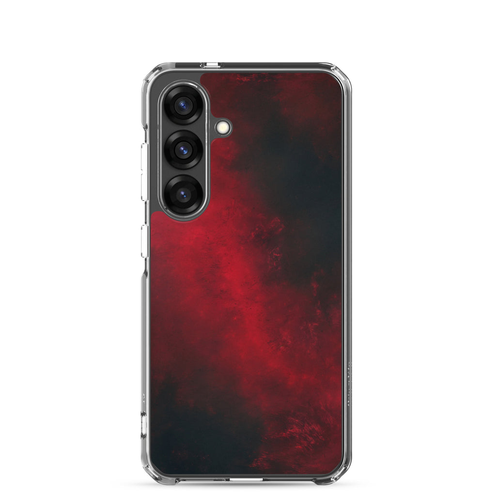 Dark Red Abstract Clear Case for Samsung Galaxy S25 – Minimalist Textured Protective Cover