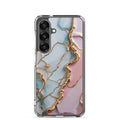 Pastel Marble Gold Clear Case for Samsung Galaxy S25 – Elegant Abstract Protective Cover