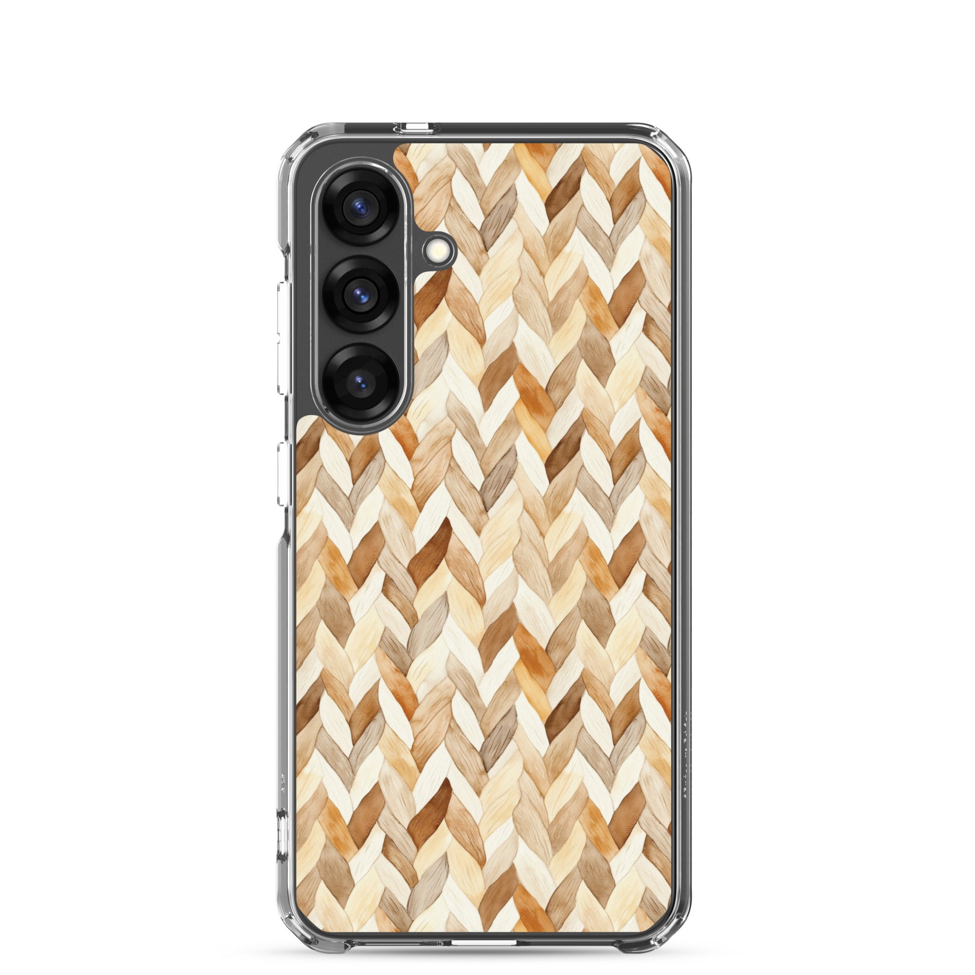 Warm Knit Pattern Clear Case for Samsung Galaxy S25 – Neutral Woven Texture Protective Cover