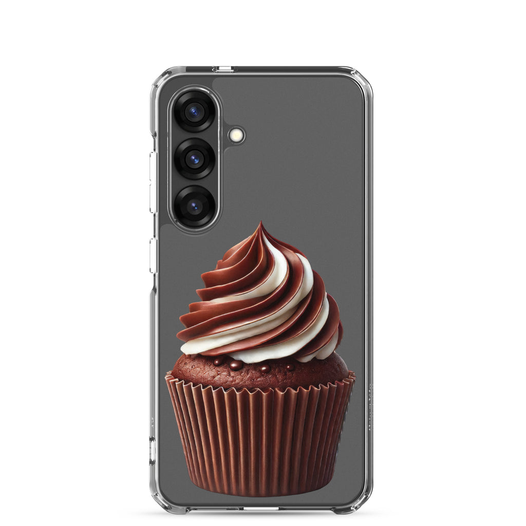 Chocolate Swirl Cupcake Clear Case for Samsung Galaxy S25 – Dessert-Inspired Protective Cover