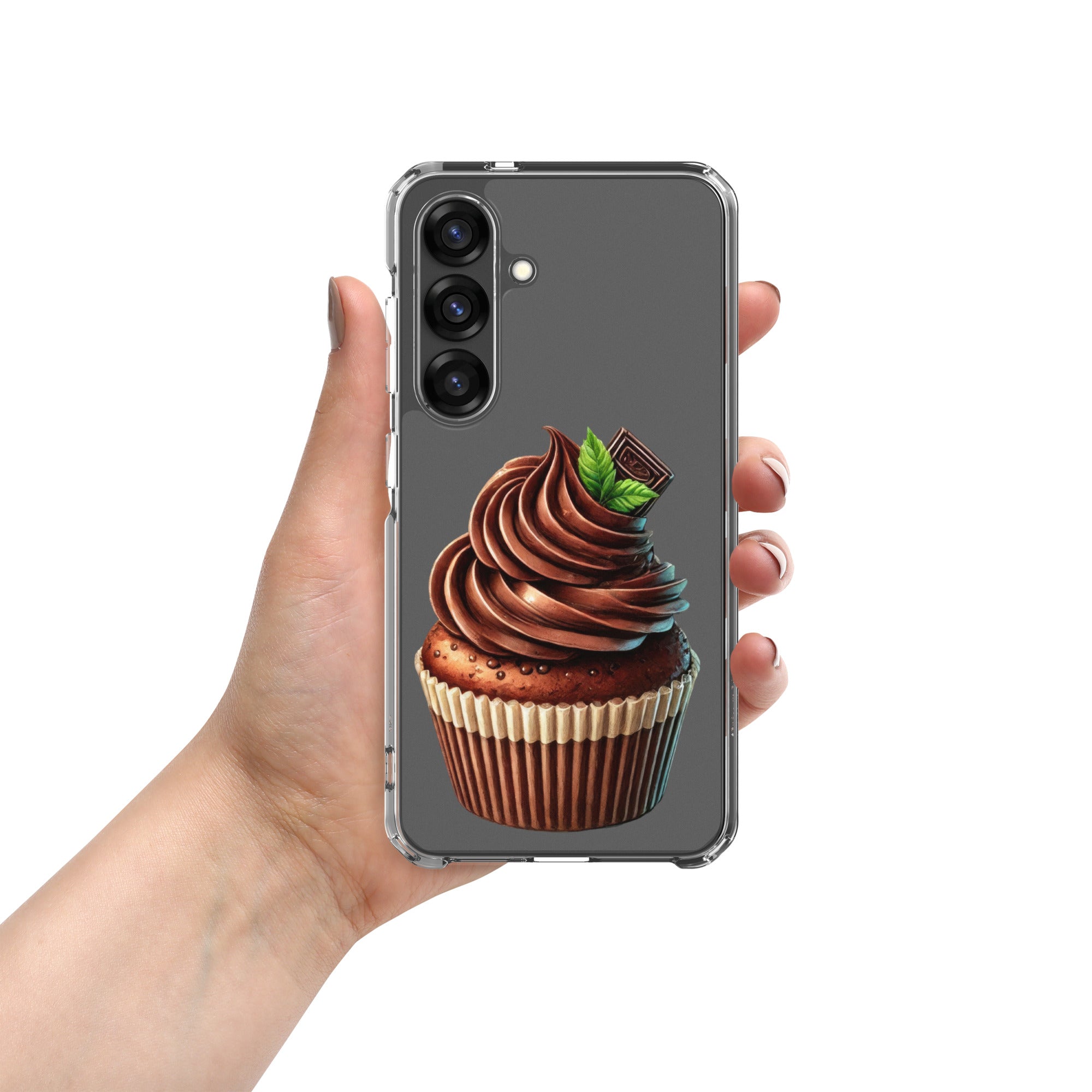 Chocolate Cupcake Clear Case for Samsung Galaxy S25 – Sweet Dessert Art Protective Cover