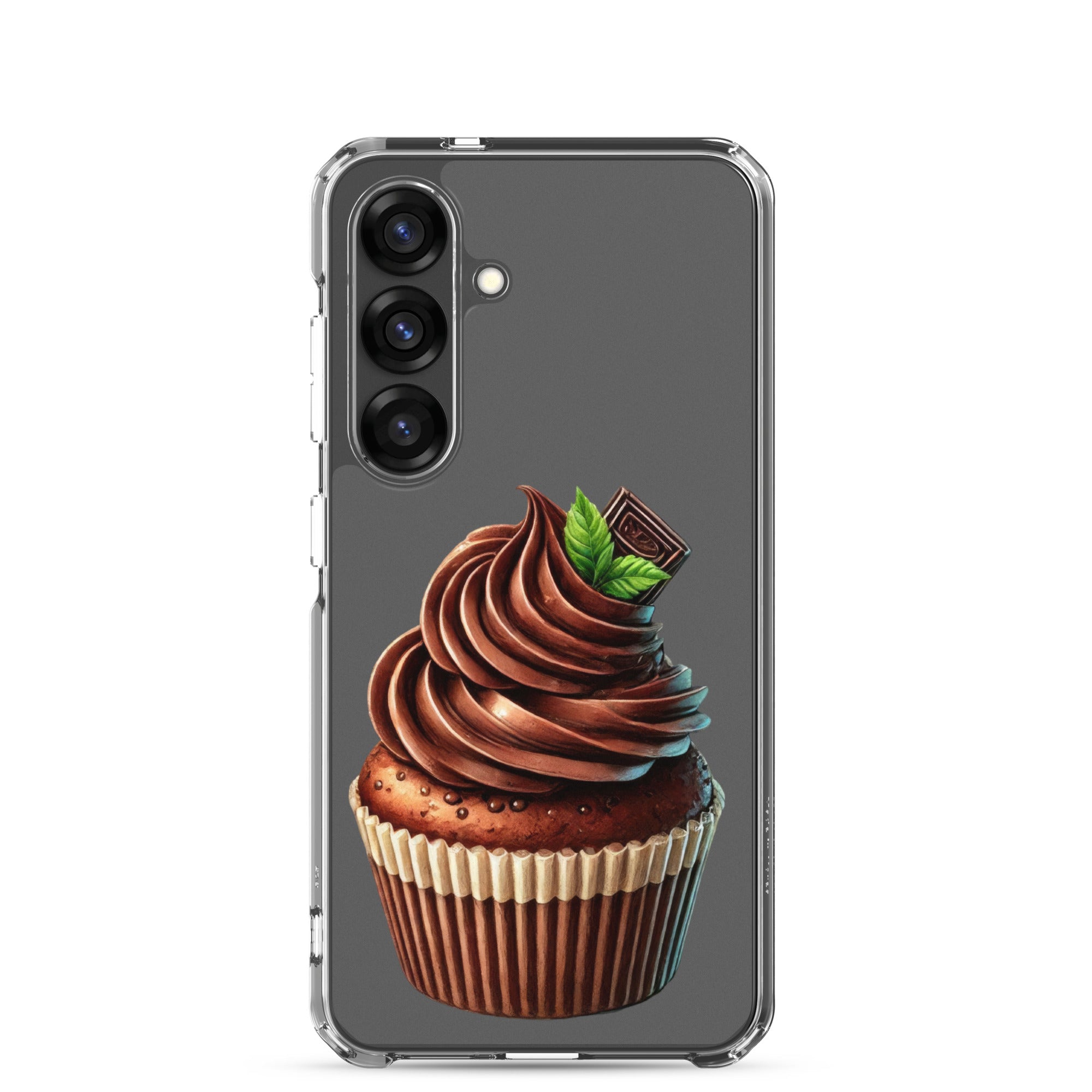 Chocolate Cupcake Clear Case for Samsung Galaxy S25 – Sweet Dessert Art Protective Cover