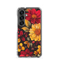 Autumn Bloom Floral Clear Case for Samsung Galaxy S25 – Warm Fall Flowers Protective Cover