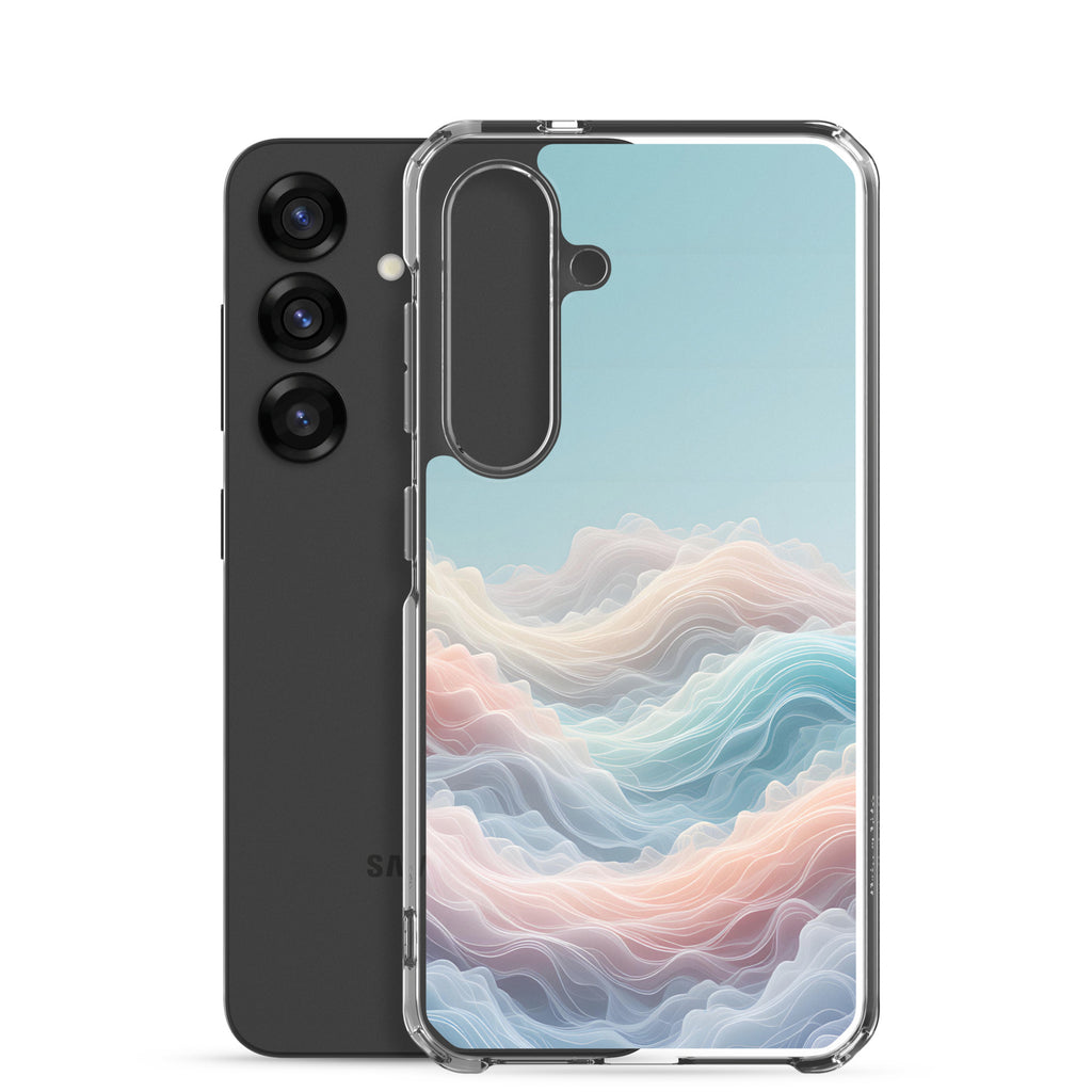 Abstract Pastel Waves Dream Clear Case for Samsung Galaxy S25 – Soft Minimalist Protective Cover