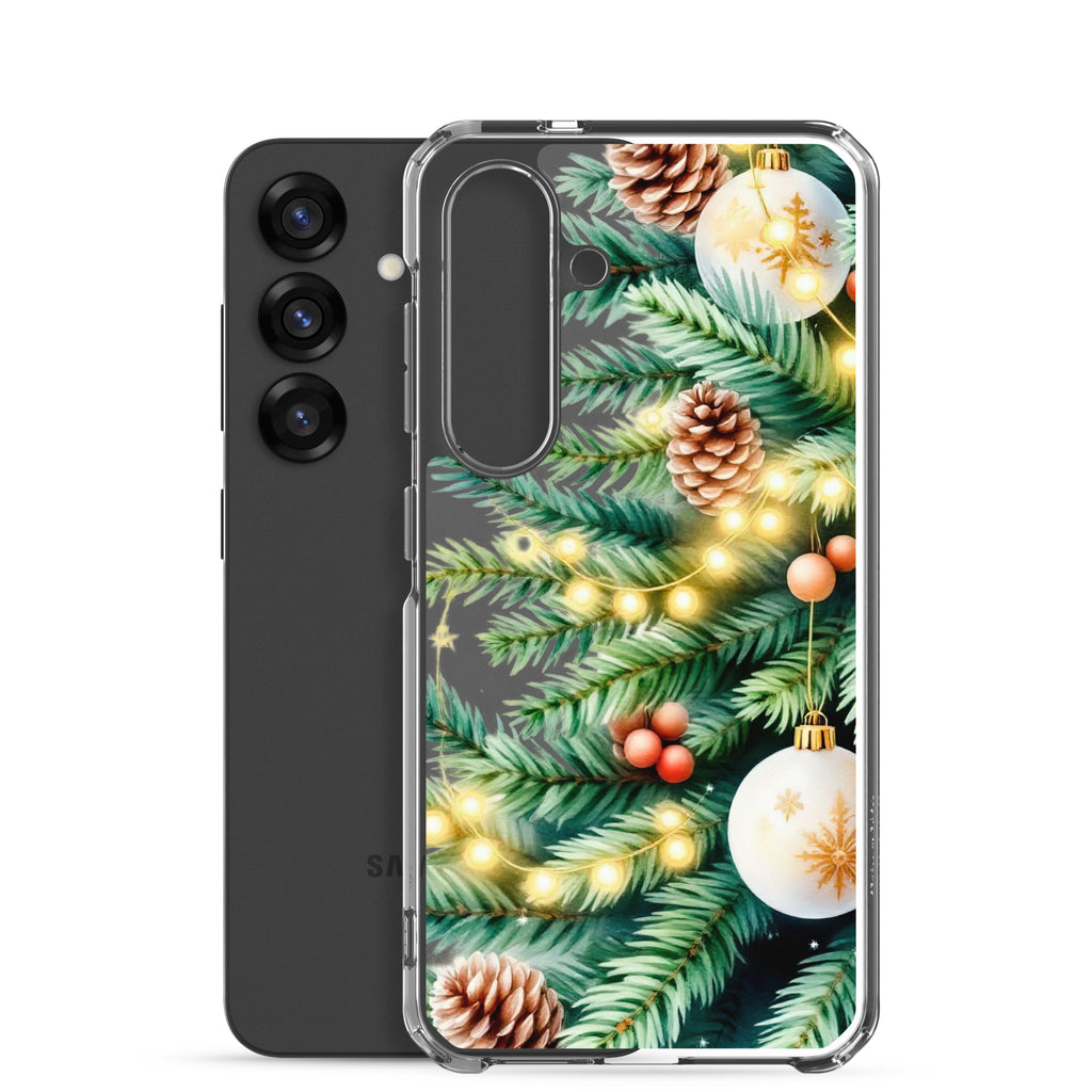Christmas Pine Branches Clear Case for Samsung Galaxy S25 – Festive Winter Protective Cover