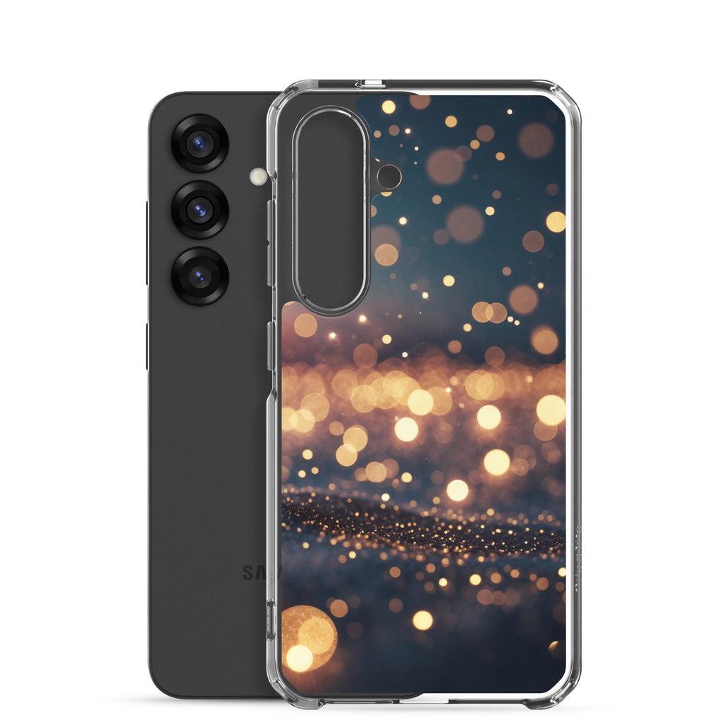 Golden Bokeh Lights Clear Case for Samsung Galaxy S25 – Elegant Glow Protective Cover