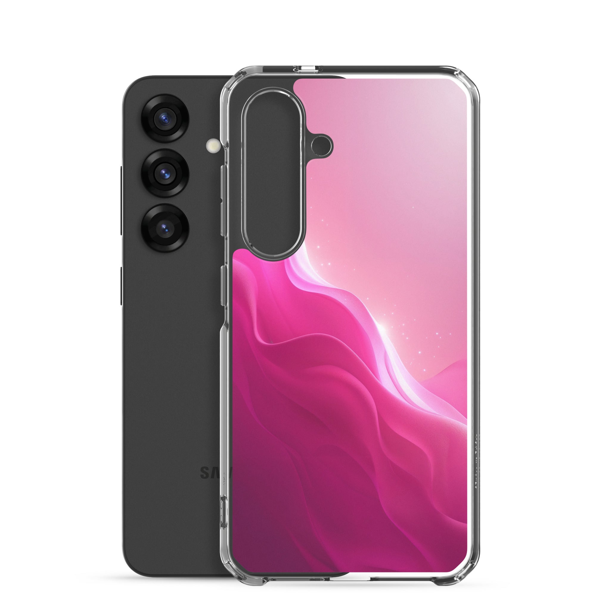 Pink Gradient Waves Dream Clear Case for Samsung Galaxy S25 – Minimal Abstract Protective Cover