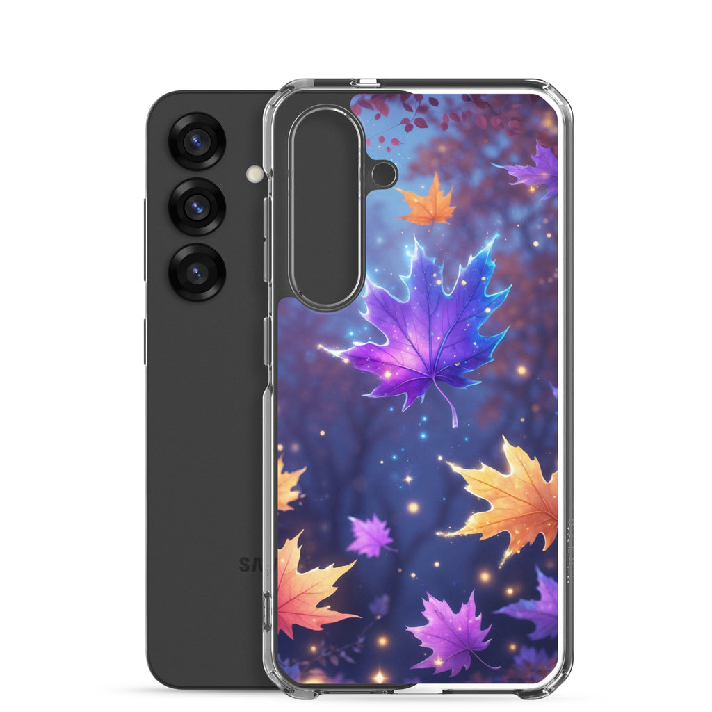 Autumn Leaves Glow Clear Case for Samsung Galaxy S25 – Magical Nature Protective Cover