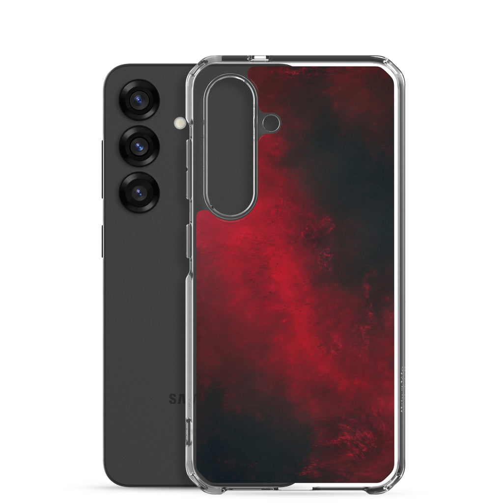 Dark Red Abstract Clear Case for Samsung Galaxy S25 – Minimalist Textured Protective Cover