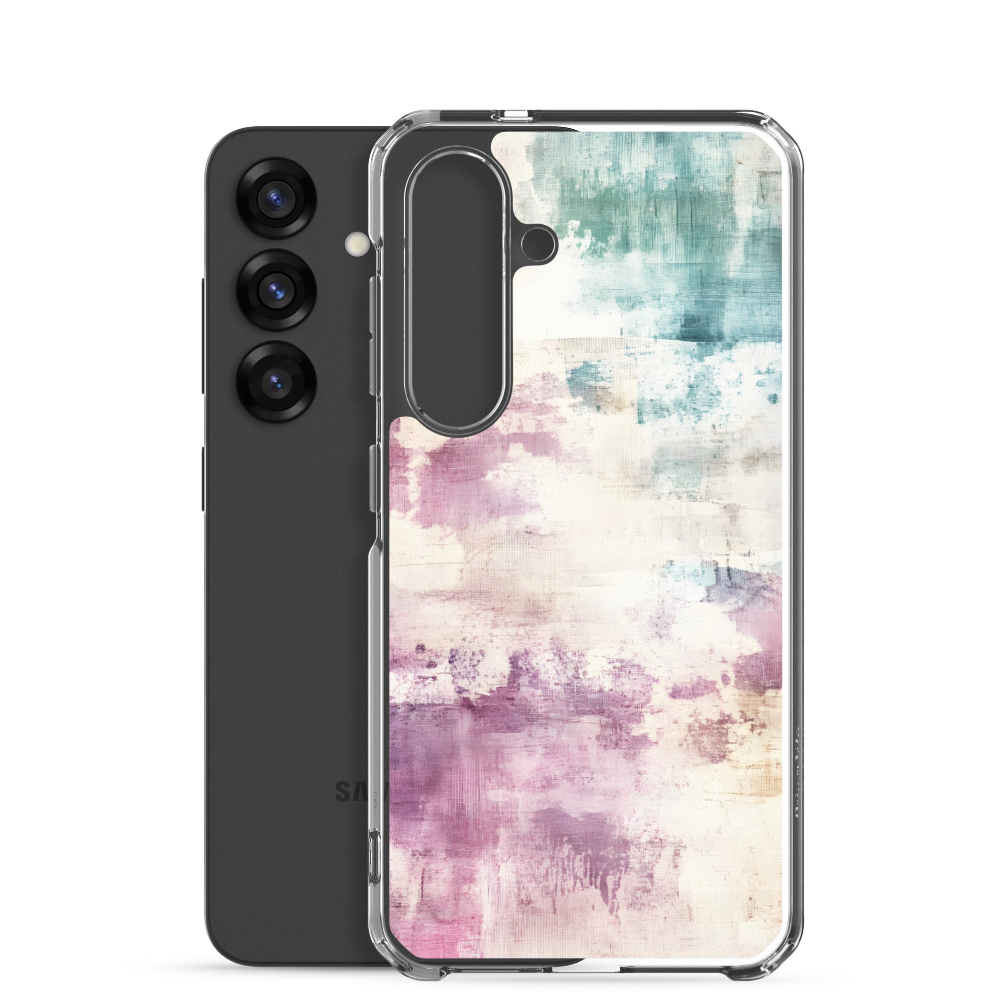 Soft Abstract Pastel Clear Case for Samsung Galaxy S25 – Modern Watercolor Protective Cover